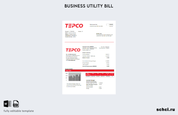 цифровая загрузка Счет за электроэнергию компании Tokyo Electric Power Company (